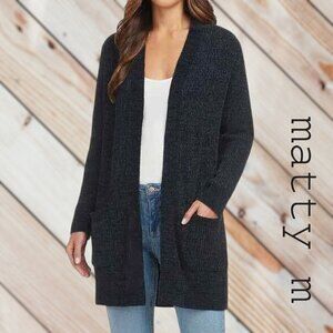 Matty M | Rib Stitch Chenille Cardigan with Front Pockets | XXL | Navy | NWOT